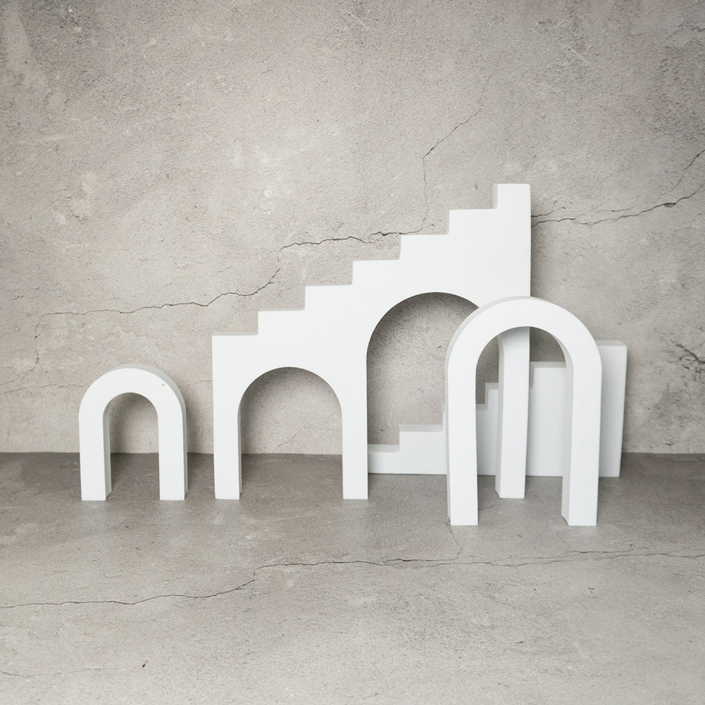 4 Piece Geometric Foam Styling Prop Set for Photography (White)